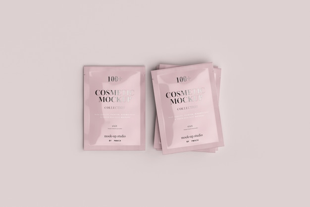 PSD cosmetic sachet mockups