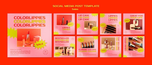 cosmetic sales instagram posts collection in vibrant and bold style