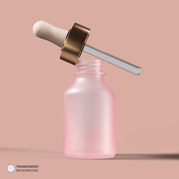 Illustrazione di rendering 3d dell'icona della bottiglia della fiala di vetro del siero cosmetico