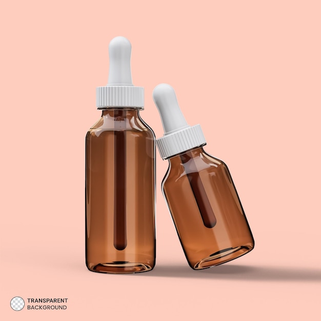 PSD cosmetic serum glass ampoule bottle icon 3d render illustration