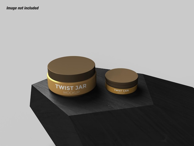 PSD cosmetic set twist jar and tiwst can mockup