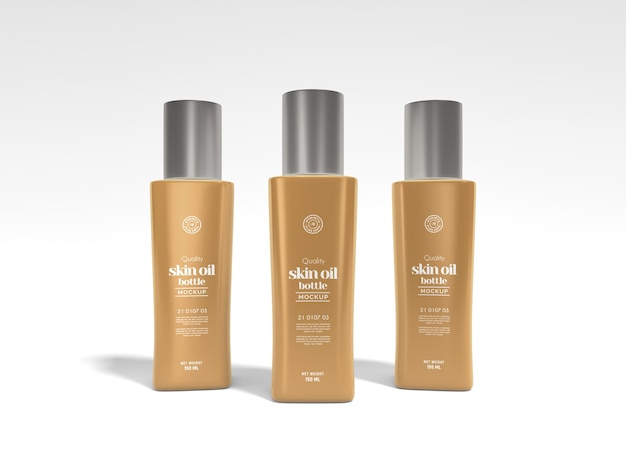 Cosmetic skin body oil bottle packaging mockup