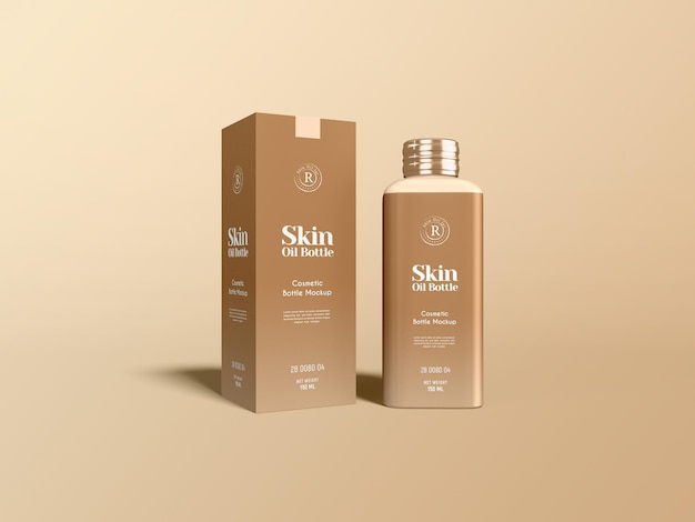 PSD cosmetic skincare body oil bottle mockup