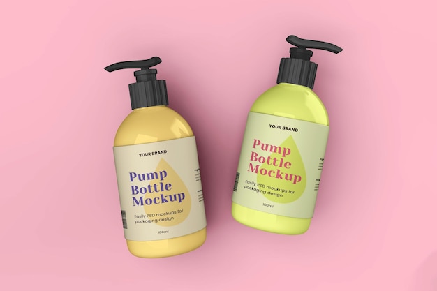 Cosmetic and Skincare Pump Bottle Packaging Mockup