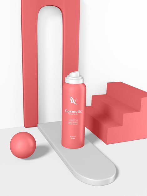 Cosmetic spray bottle branding mockup