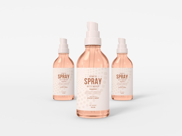 Cosmetic spray bottle packaging mockup