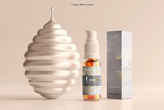 Flacone spray cosmetico con scatola mockup