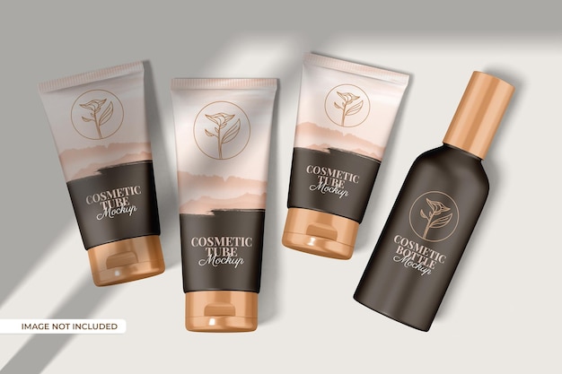 PSD cosmetic tube and bottle mockup