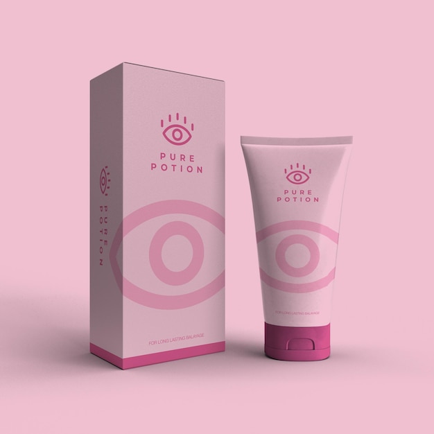 Cosmetic Tube &amp; Box Packaging Mockup