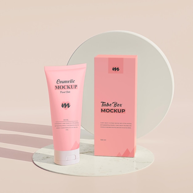 Cosmetic tube branding mockup