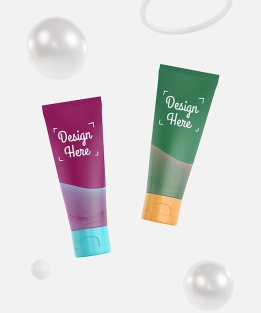 PSD cosmetic tube mockup branding