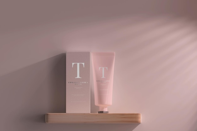 Tubo cosmetico con scatola mockup