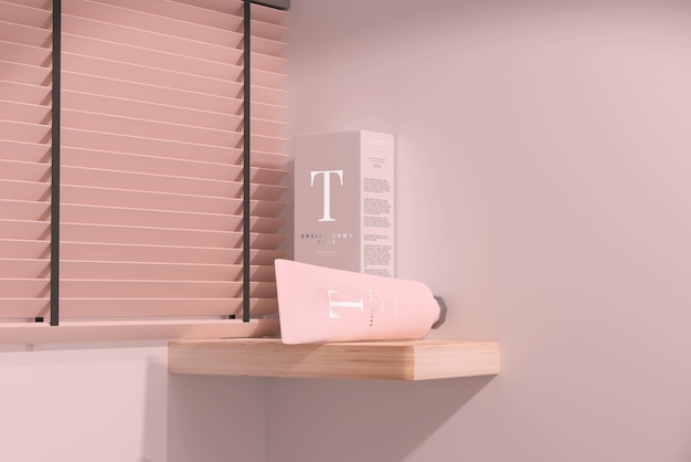 PSD cosmetic tube with box mockup