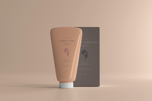 Cosmetic Tube with Box Mockup