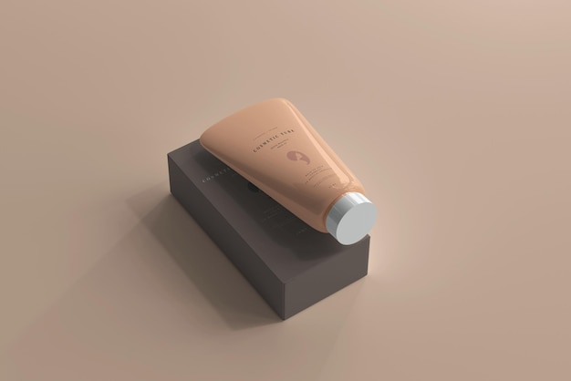 Cosmetic Tube with Box Mockup