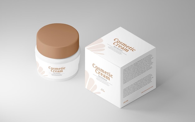 Cosmetica crème container en doos psd mockup