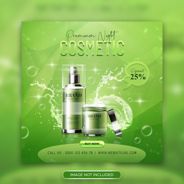 Cosmetica schoonheidsproducten sociale media Facebook en Instagram plaatsen bannerontwerp Premium Psd