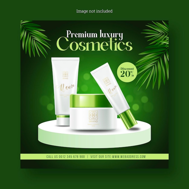 Cosmetics beauty products for makeup sale banner for social media and instagram post