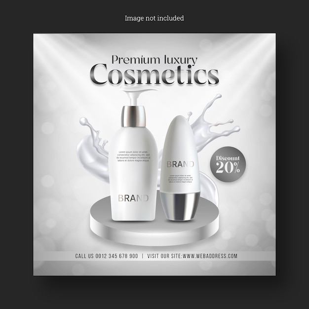 PSD cosmetics beauty products for makeup sale banner for social media and instagram post