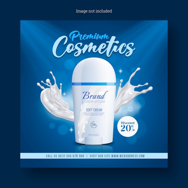 Cosmetics beauty products for makeup sale banner for social media and instagram post