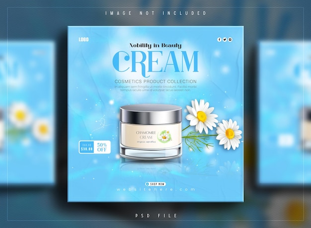 PSD cosmetics beauty products sale ads social media instagram post banner design