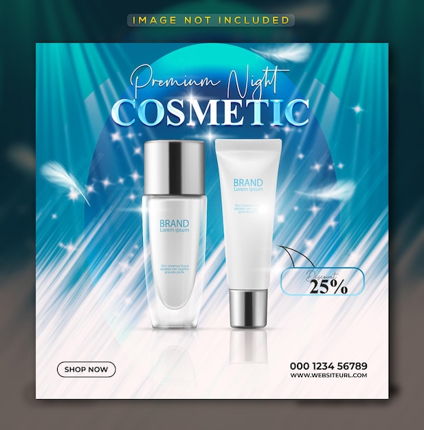 PSD cosmetics beauty products social media facebook and instagram post banner design premium psd