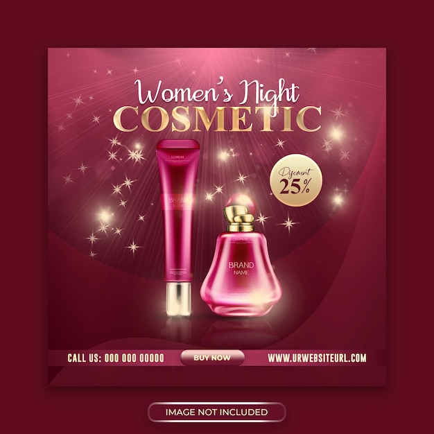 PSD cosmetics beauty products social media facebook and instagram post banner design premium psd