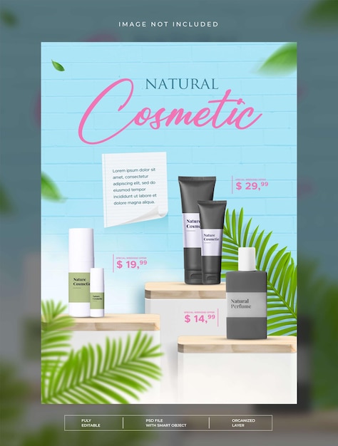 Cosmetics beauty products social media post banner design template