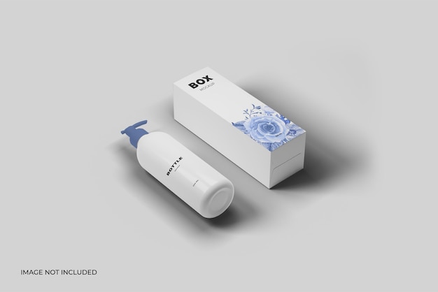 Cosmetics Bottle with Box Mockup