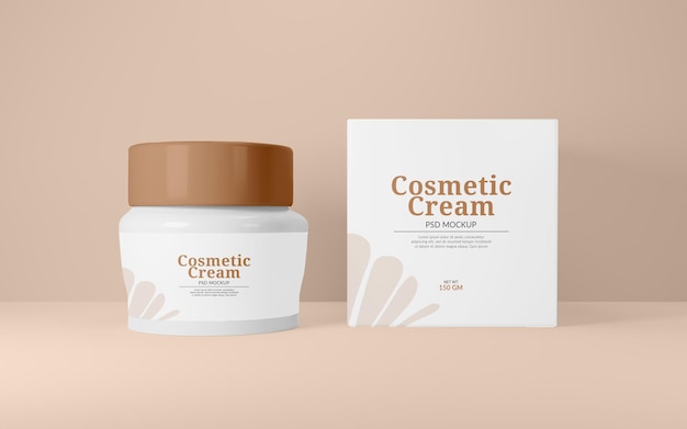 PSD cosmetics cream container and box psd mockup