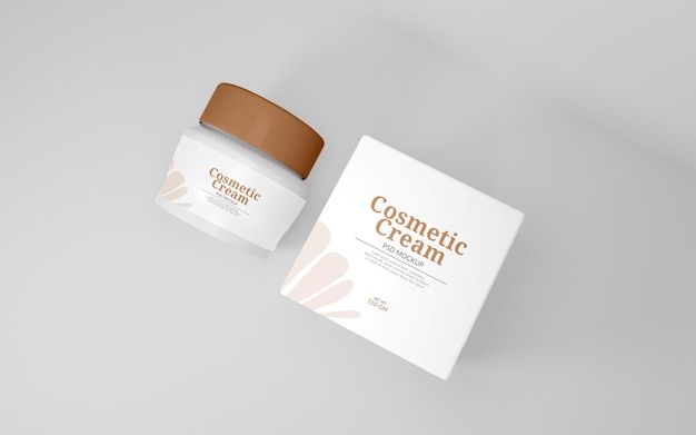 PSD cosmetics cream container and box psd mockup