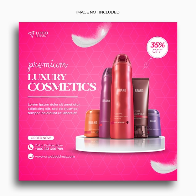 Cosmetics sale beauty products sale social media post instagram post banner template