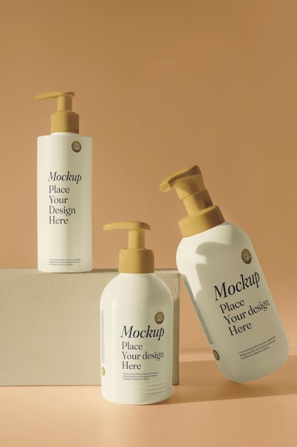 Cosmetisch productmodel met pastelkleuren