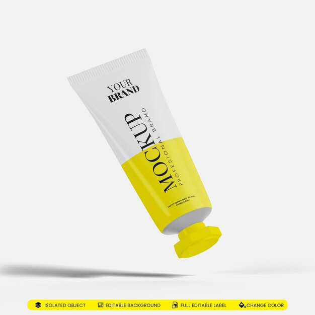 Cosmetische buis plastic verpakking Mockup PSD Angle View 1