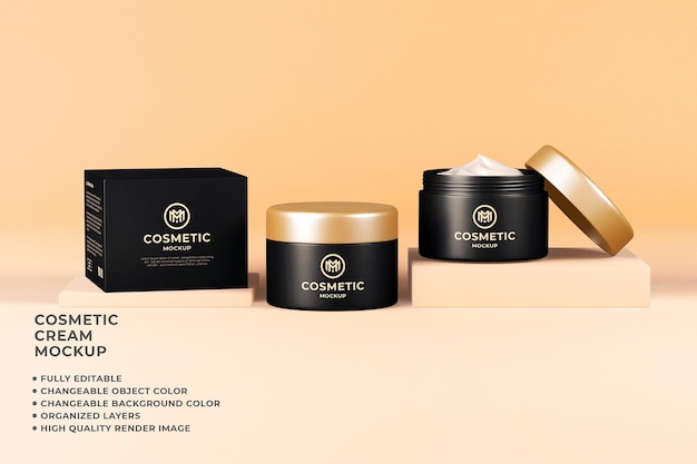 Cosmetische container cream mockup verwisselbare kleur 3d render