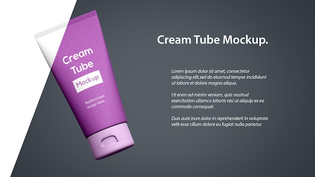 Cosmetische crèmelotion tube packaging mockup met ruimte voor tekst