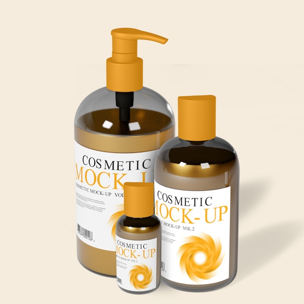 PSD cosmetische dispenser flessen mockup