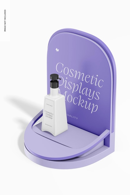 Cosmetische display met mockup met afgeronde hoeken, perspectief