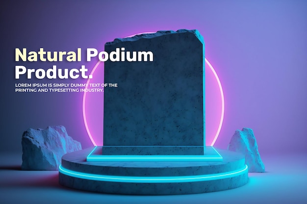 PSD cosmetische display product podiumstandaard neonlicht podiumscène voor productweergave 3d-rendering