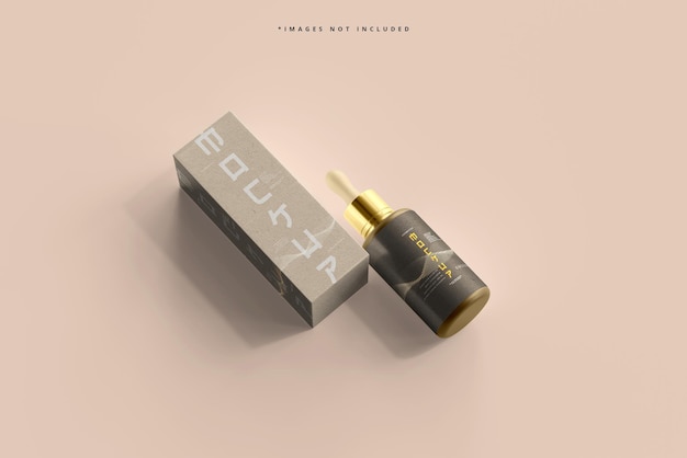 cosmetische druppelfles en doos Mockup