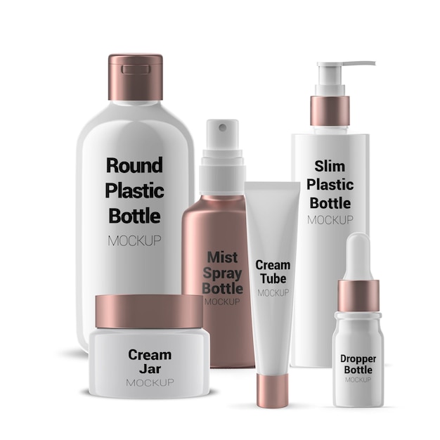 cosmetische fles pot buis containers mockup set