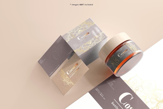 Cosmetische glazen pot mockup-scène