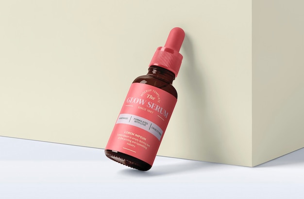 Cosmetische Glow Serum Fles Label Mockup Design