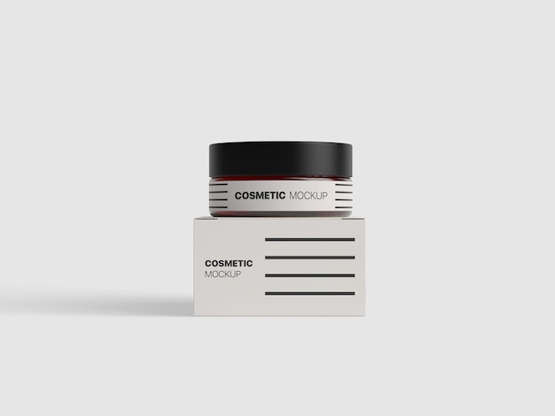 Cosmetische pot met doos mockup