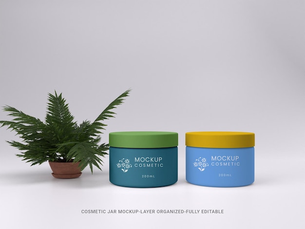 PSD cosmetische pot mockup ontwerp