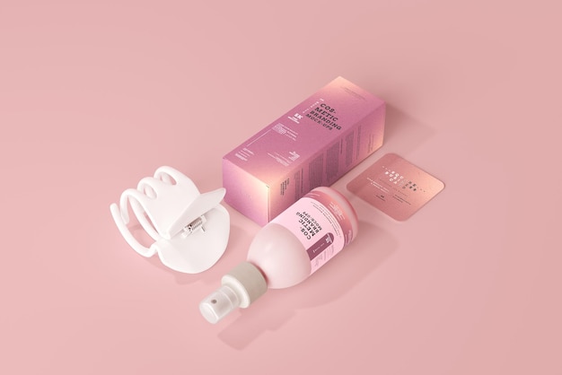 Cosmetische verpakking Mockup Scène van een spuitfles