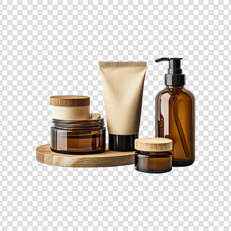 PSD cosmetische verpakkingscollectie van schoonheidsproducten geïsoleerd op een doorzichtige achtergrond