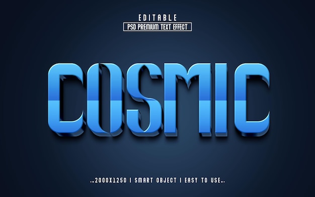 PSD cosmic 3d text effect style template premium