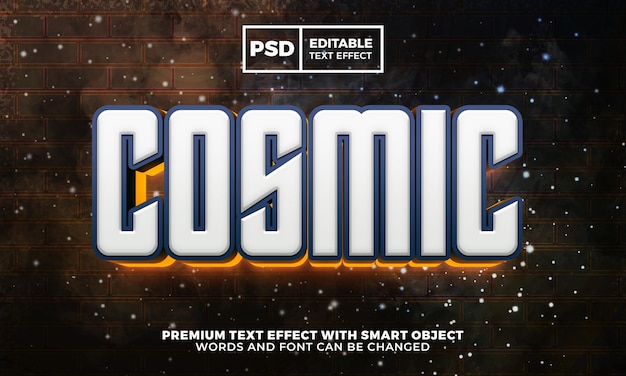 Космическая галактика оранжевого свечения 3d стиль редактируемого текстового эффекта