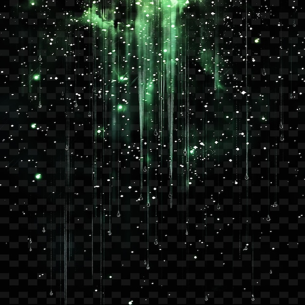 PSD cosmic gleaming rain with celestial droplets and green galac png neon light effect y2k collection